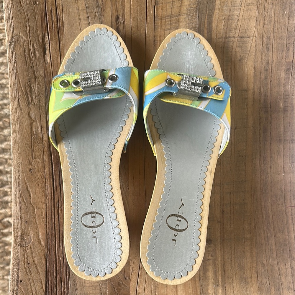 Joey Blue and Yellow Sandals with Elegant Design